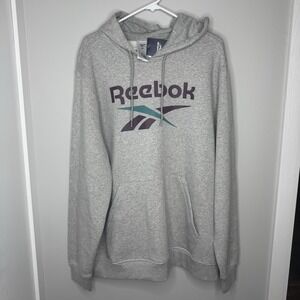 Reebok Men's‎ Identity Fleece Core Big Logo Pullover Sports Hoodie Grey XL NWT